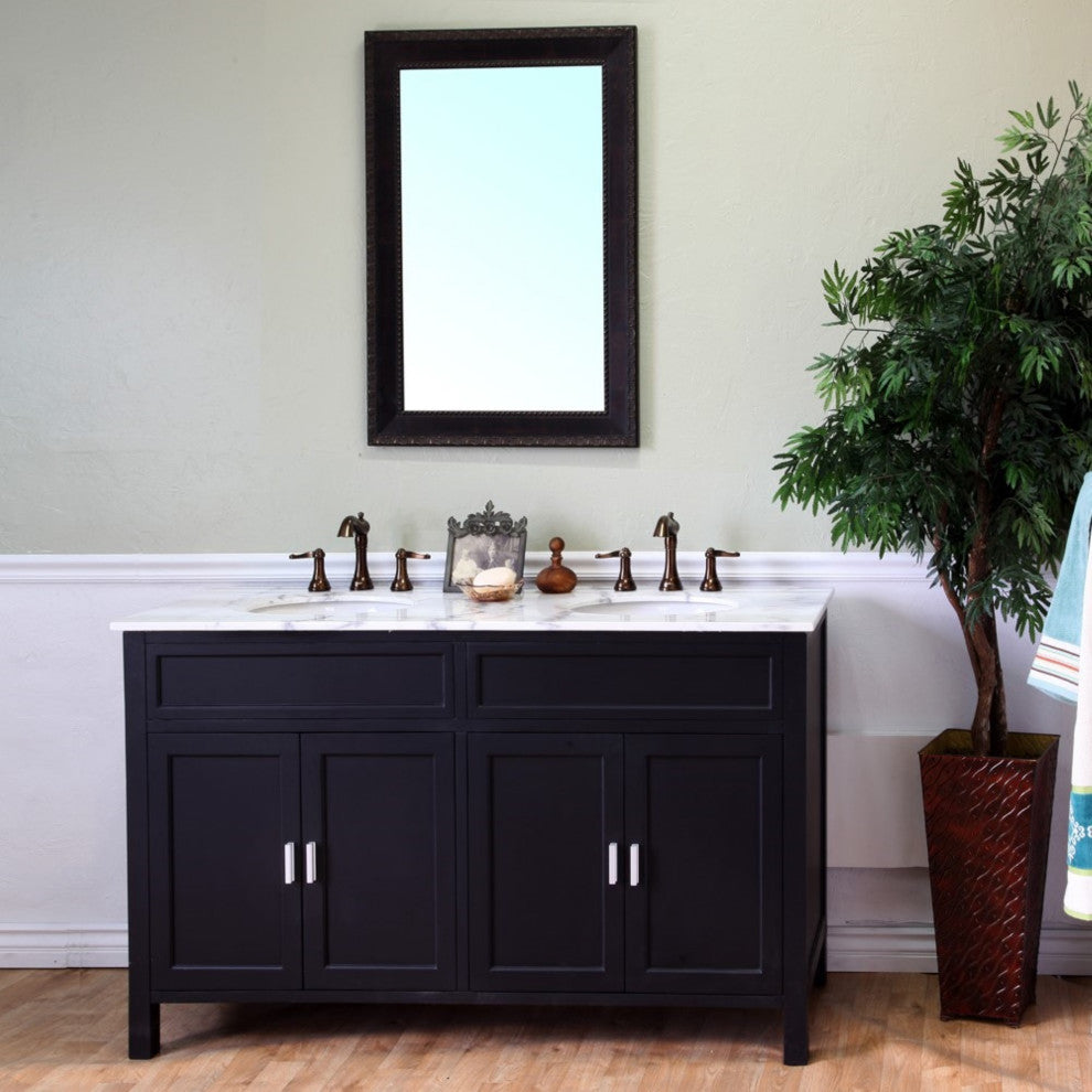 60" Double Sink Vanity-Wood-Ebony