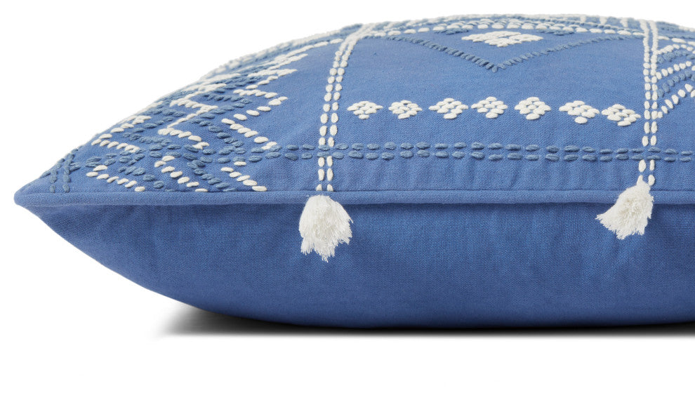 Loloi PLL0049 Blue / Ivory 18" x 18" Cover Only Pillow