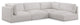 Ease Fabric Upholstered L-Shaped Modular Sectional, Cream, 4 Piece: 2 Corner, 2 Armless