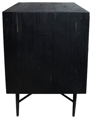 Samara 2-Drawer Recycled Pine Wood Nightstand, Dark Grey