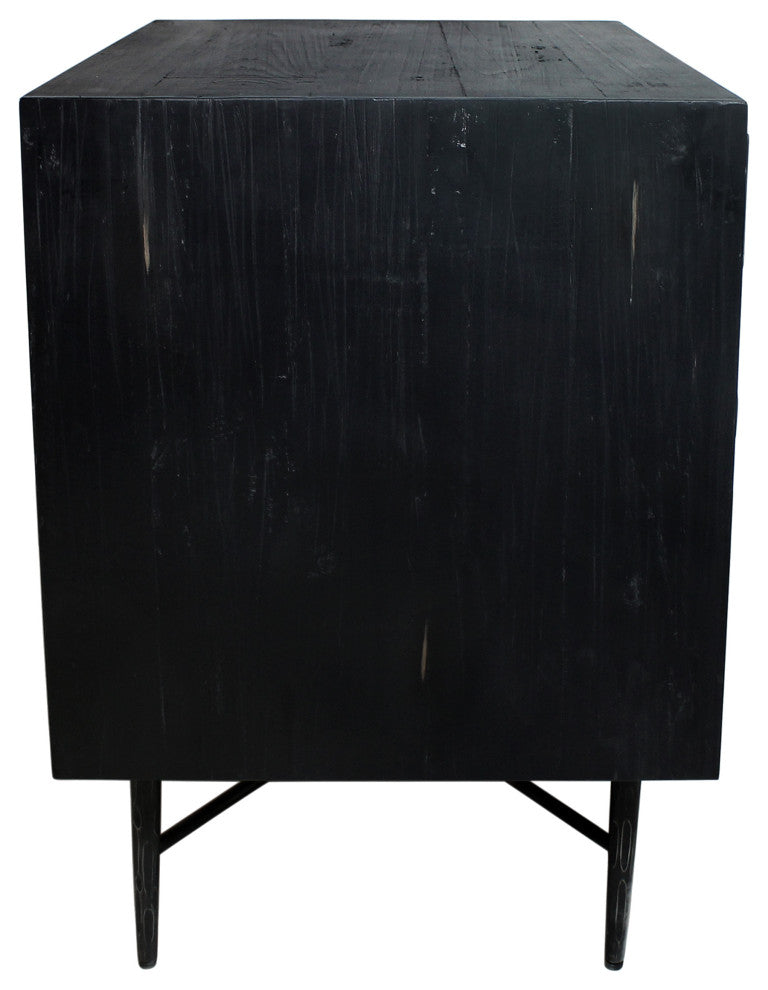 Samara 2-Drawer Recycled Pine Wood Nightstand, Dark Grey