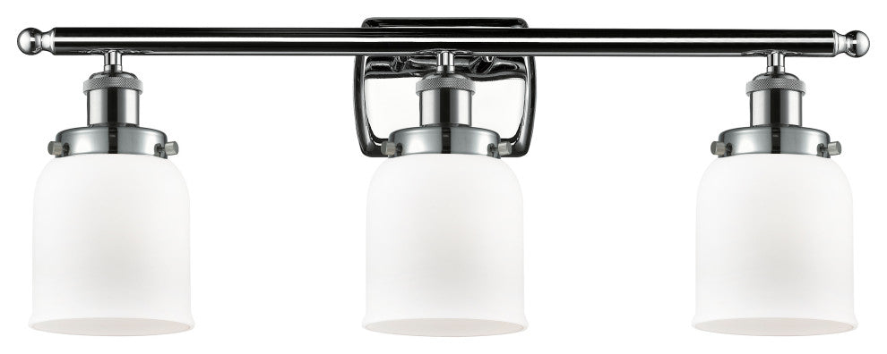 Small Bell 3-Light Bath Vanity-Light, Polished Chrome, Matte White