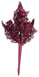 Mini Glitter Leaf and Cone Pick, Burgundy, 7"