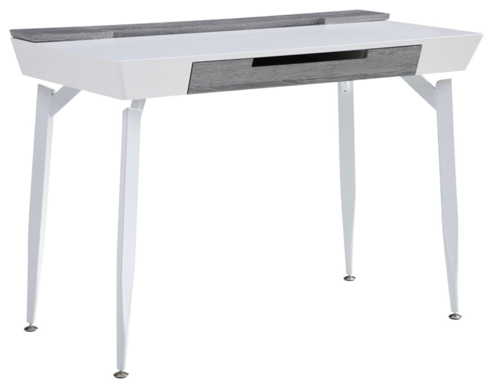 Loft Lyfe Arwen Desk, 3 Storage Drawers, Extra Storage on Top, White/Gray