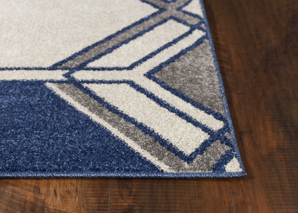 HomeRoots 7' x 10' UV treated Polypropylene Ivory or Denim Area Rug