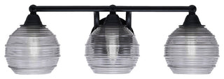 Paramount 3-Light Bath Bar, Matte Black, 6" Smoke Ribbed Glass