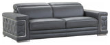 114" Sturdy Dark Gray Leather Sofa Set