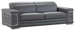 114" Sturdy Dark Gray Leather Sofa Set
