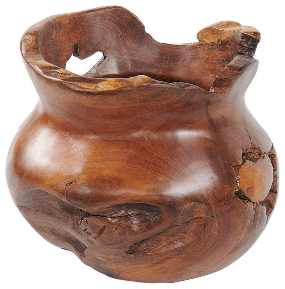 Cowak Teak Wood Vase, Natural