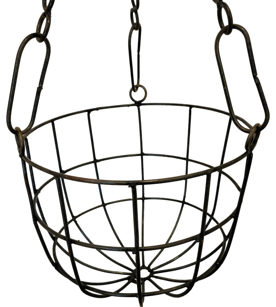 Classic Round Wrought Iron Hanging Basket Planter 14" Vintage Style
