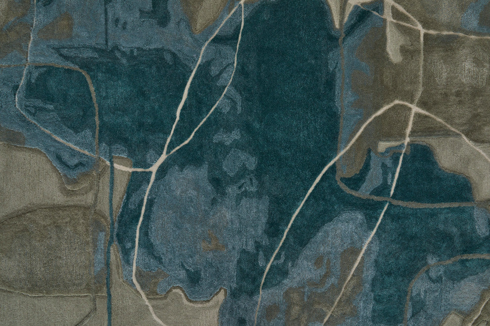 Ramiro R8885 Transitional/Industrial/Casual Rug, Blue/Green, 2'x3'