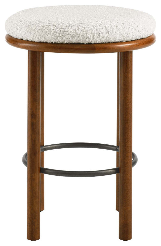 Fable Boucle Fabric Counter Stools - Set of 2 - Walnut Ivory