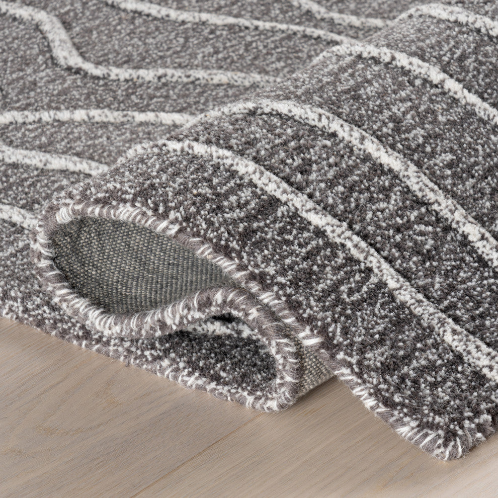 Arvin Olano x RugsUSA Mana Abstract Wool Rug, Grey 2' 6" x 8'