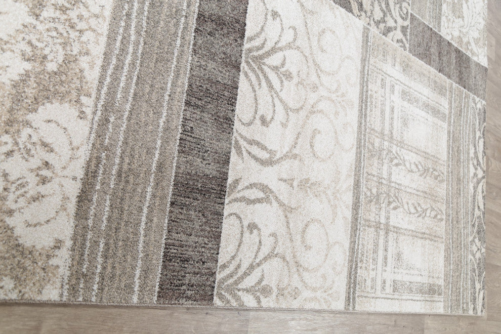 Symphony Design Patchwork Turkish Oriental Transitional Area Rug, Beige, 8 X 10