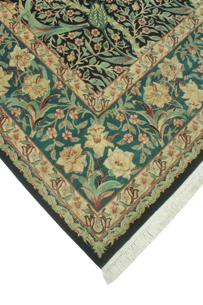 Pak-Persian Charleto Black/Green Rug, 10'1x14'1