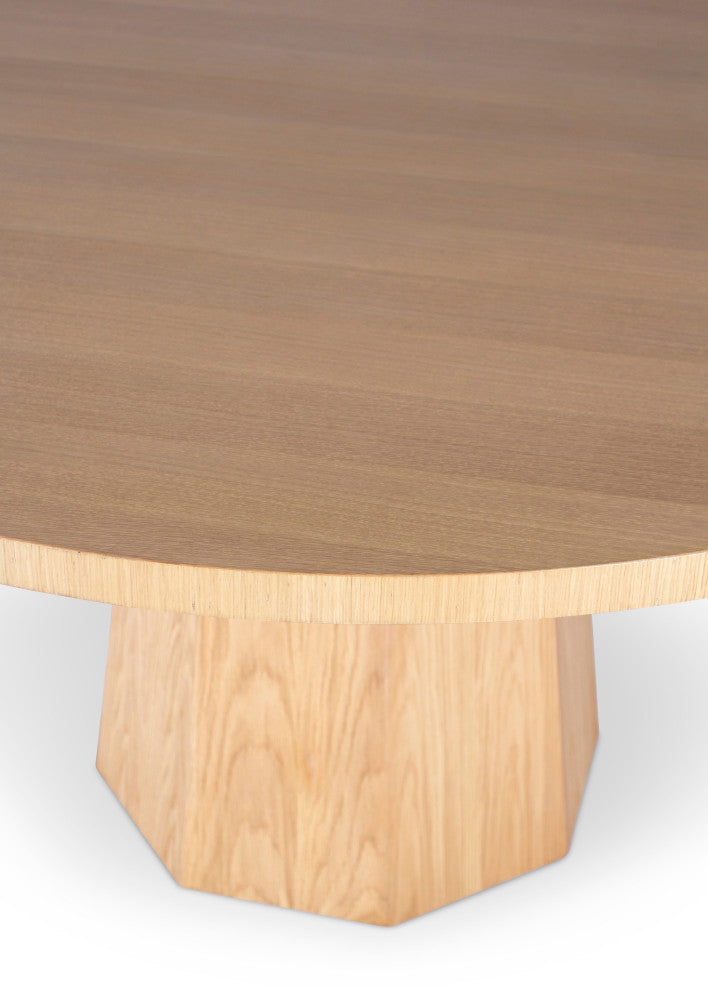 IE Series, Kaia Round Dining Table, White Oak Frame