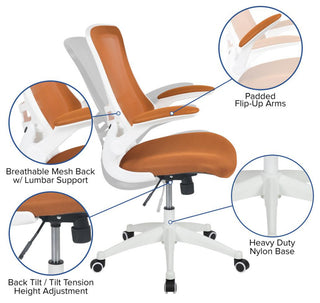 Mid-Back Mesh Swivel Ergonomic Task Office Chair, Tan/White