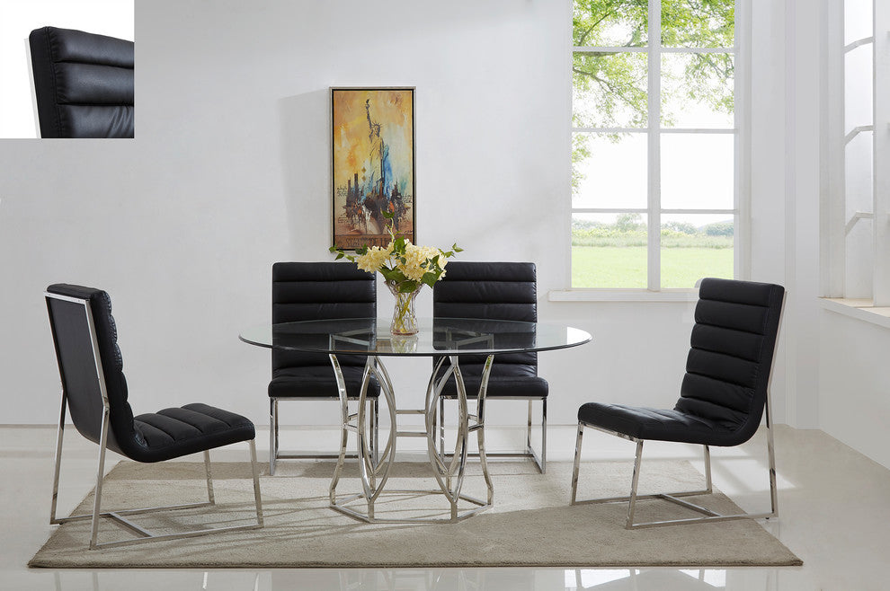 Luna 60" Round Dining Table, Silver