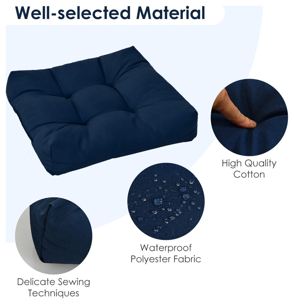 Costway 2PCS 21'' x 21'' Patio Chair Seat Cushion Pads Indoor/Outdoor Navy