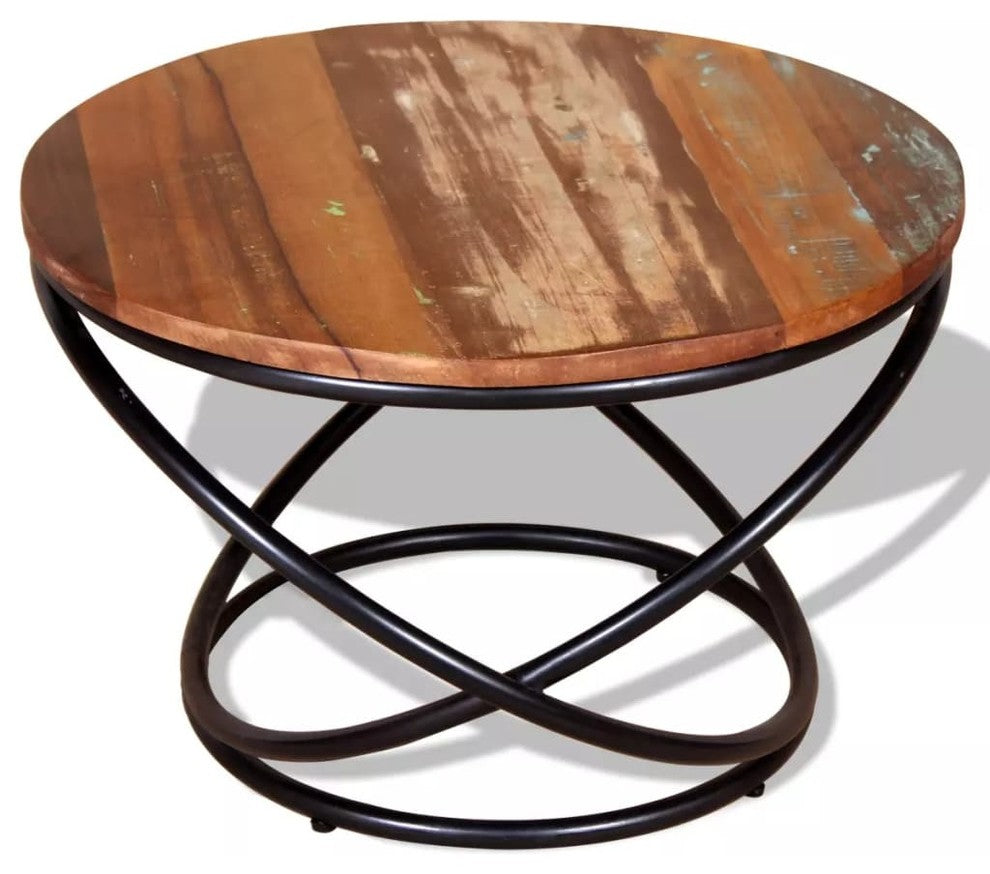 vidaXL Coffee Table Round End Table Accent Sofa Table Solid Wood Reclaimed