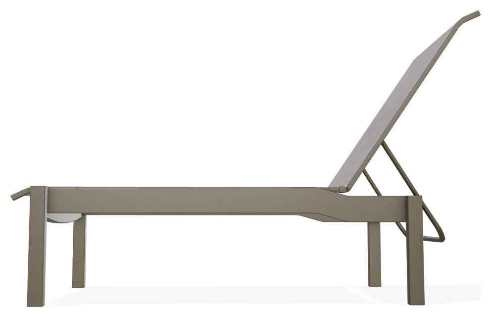 Leeward Sling Stackable Outdoor Chaise Lounge, Fossil/Beachwood
