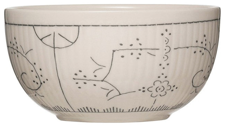 Vintage Reproduction Hand-Stamped Stoneware Bowl
