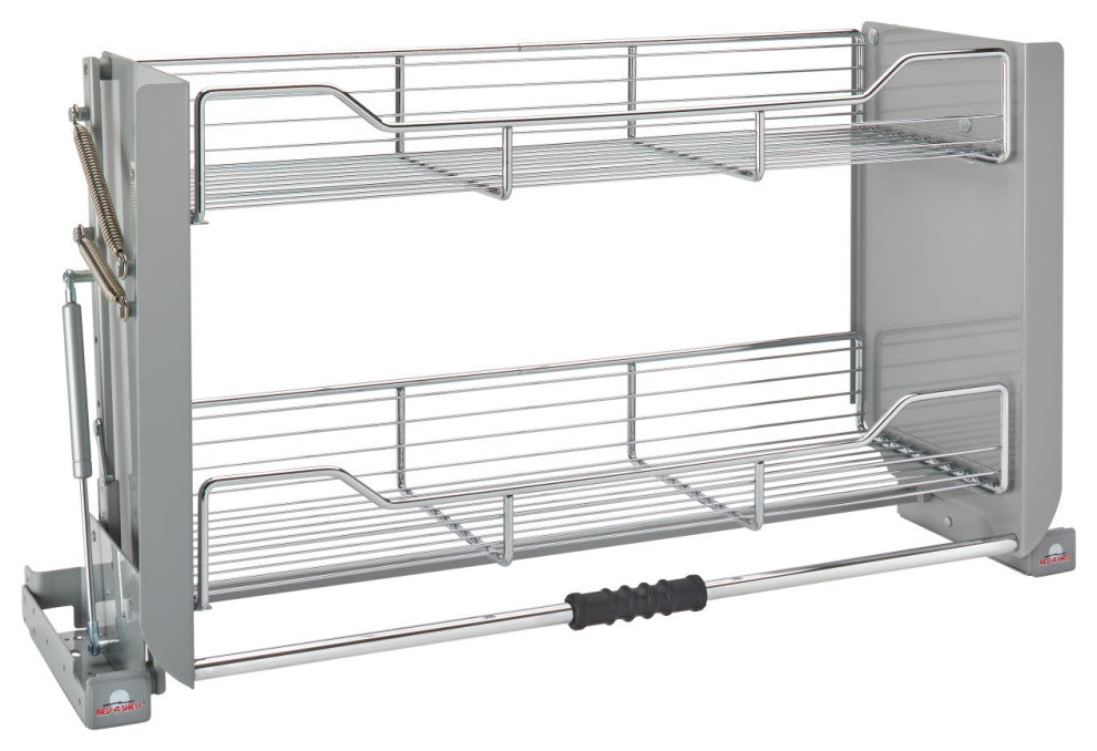 Pull Down Organizer for Wall Cabinets, Chrome, 34"W