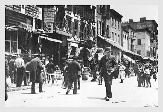 Street Level View of People Walking on Hester Street- Canvas Poster 20" x 30"