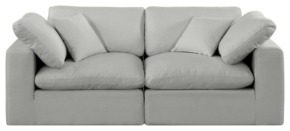 Comfy Upholstered Modular Sofa, Grey, 2-Piece: 2 Corner Chair, Linen Textured Fabric