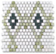 Thassos White Marble Square Diamond Mosaic Tile w/ Green Marble Honed, 1 sheet