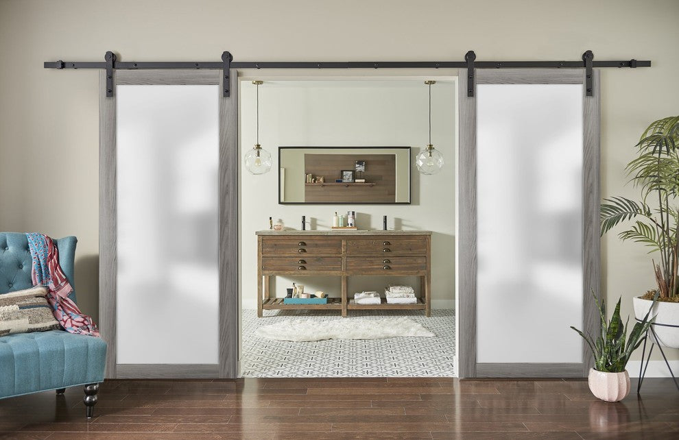 Planum 2102 Double Barn Doors 84 x 84, Ginger Ash and Hardware 13FT