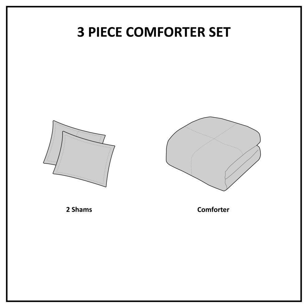 N Natori Sateen Printed Comforter Set, Queen