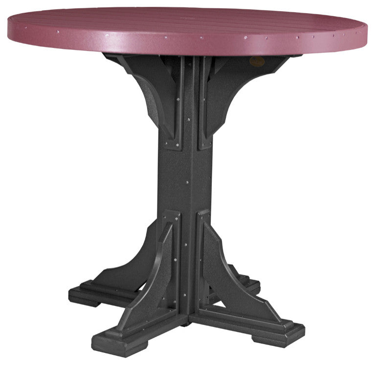 Poly Round Table, Cherrywood & Black, 4' X 4', Bar Height