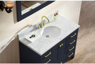 Ariel Cambridge 43" Single Sink Vanity Set, Midnight Blue, Oval Sink With Mirror