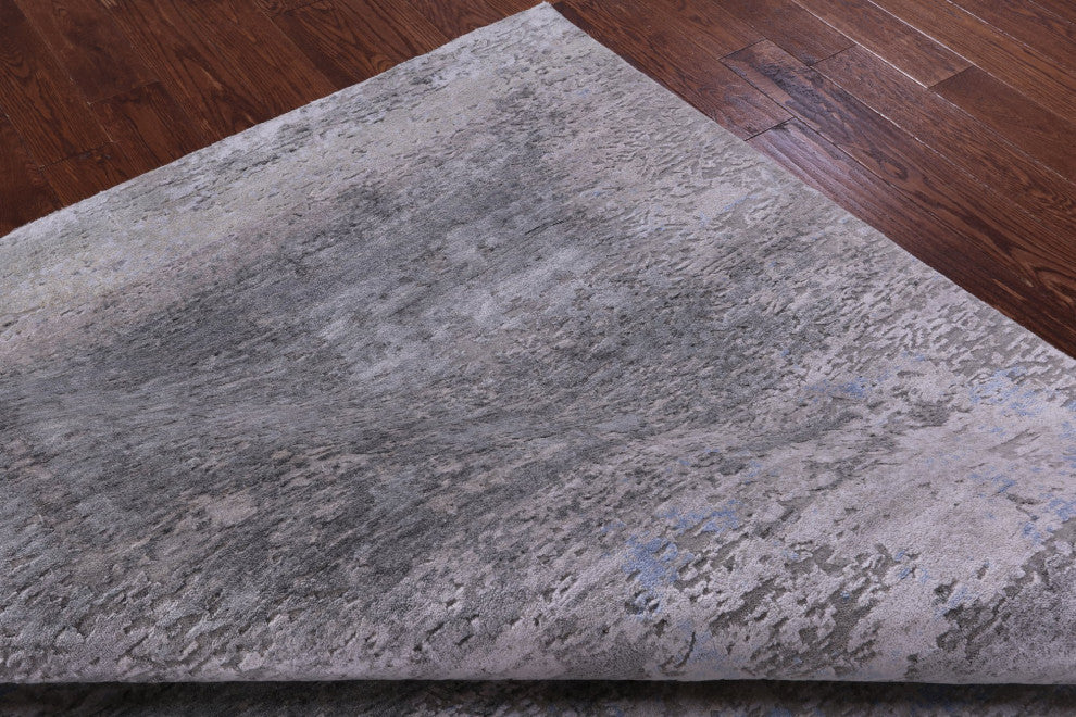 7' 10" X 9' 9" Abstract Wool and Silk Hand Knotted Rug Q11784