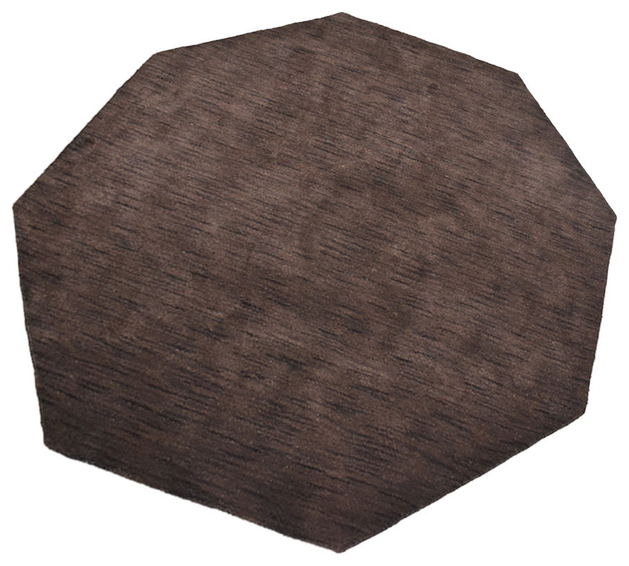 HAND KNOTTED LOOM WOOL ECO-FRIENDLY AREA RUGS, Brown, Solid Design, [Octagon] 6'x6'
