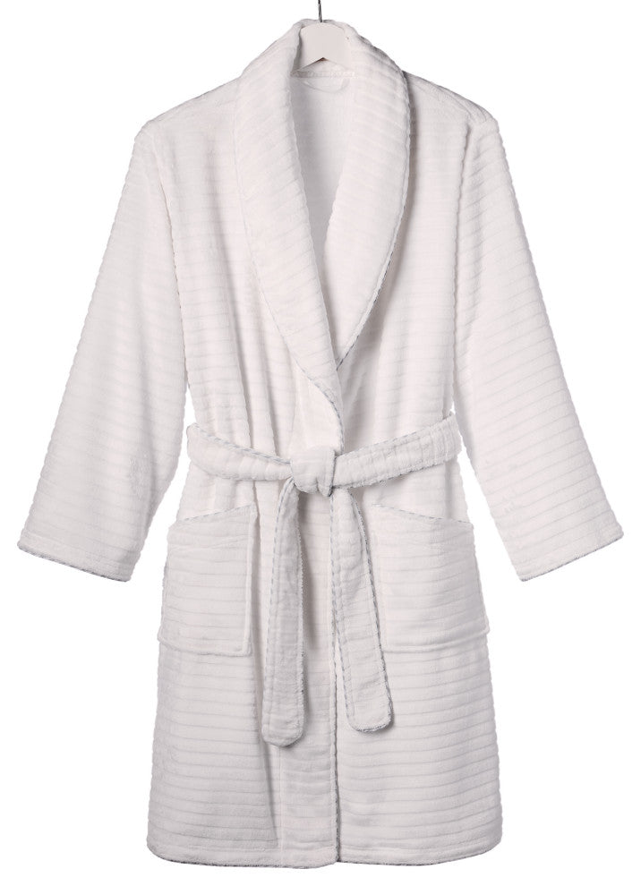 Well Being By Sunham Plush Robe, White, Large