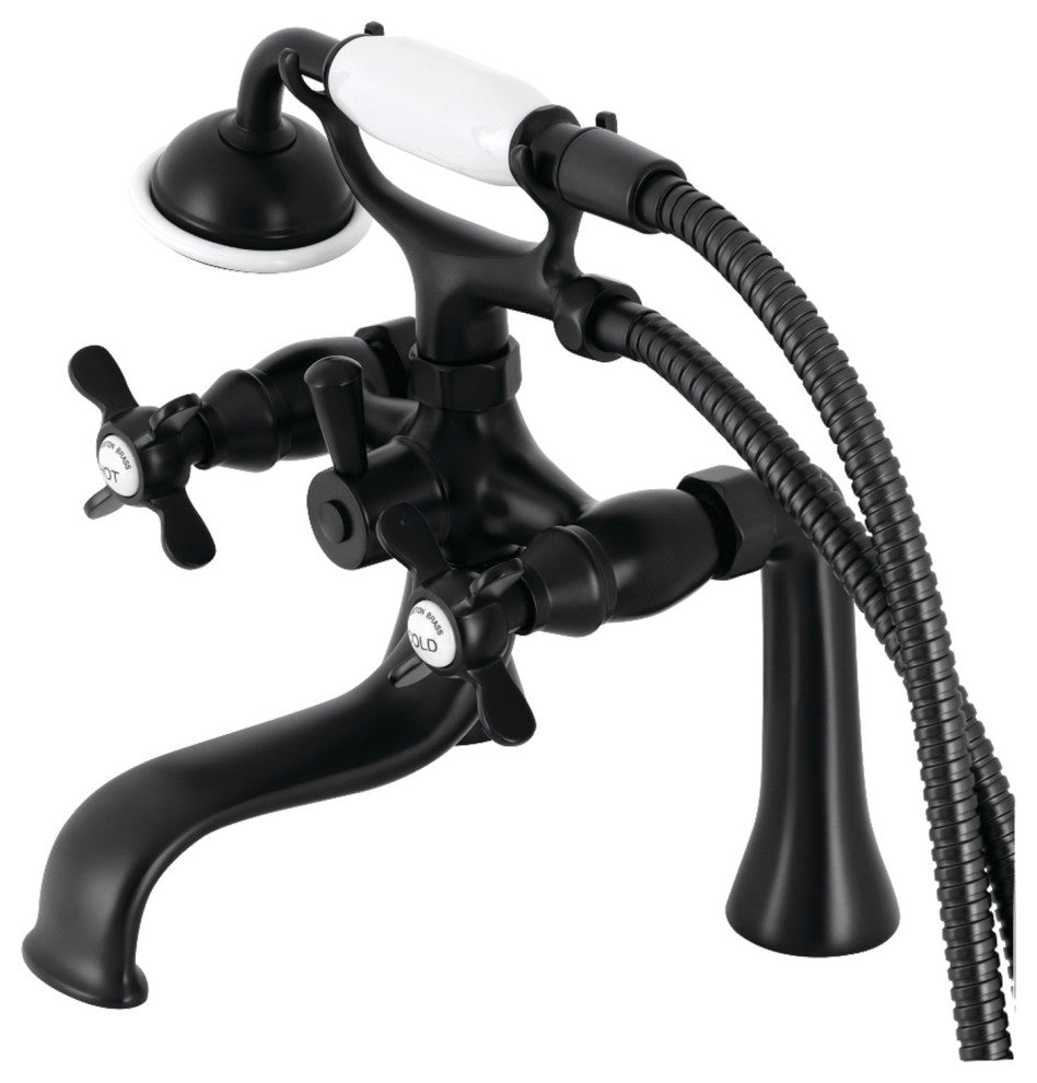 KS248MB Deck Mount Clawfoot Tub Faucet With Hand Shower, Matte Black