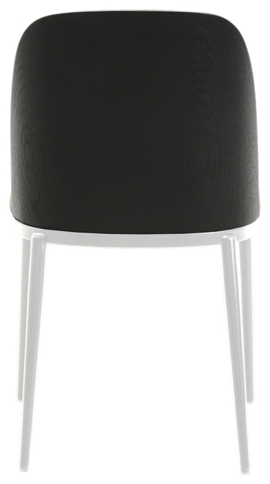 LeisureMod Tule Dining Chair With Upholstered Seat and White Steel Frame, Black/Charcoal