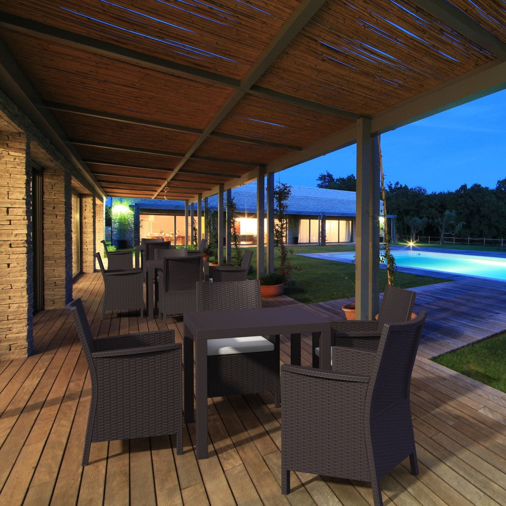 Compamia Orlando Outdoor Square Dining Table, Brown