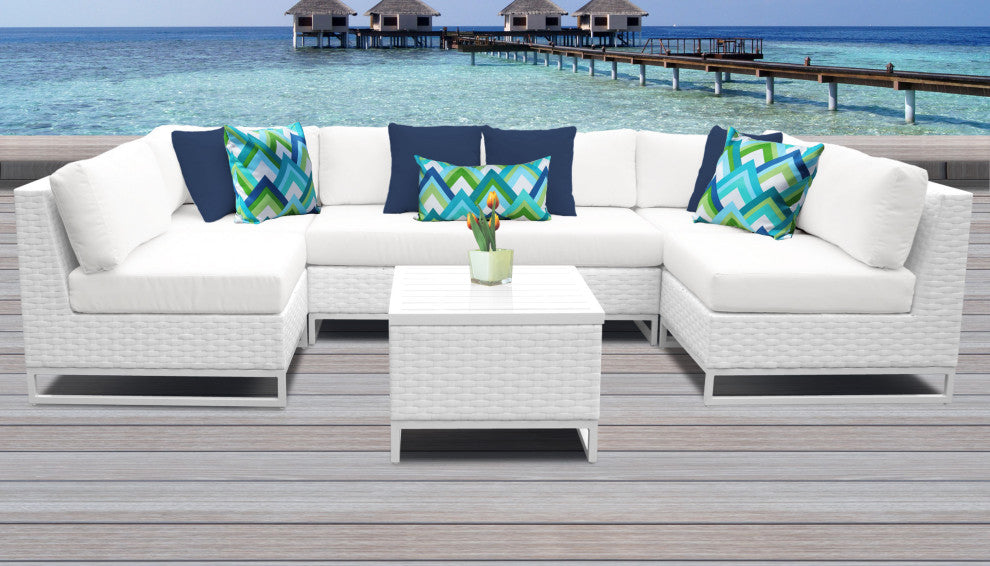 Miami 7 Piece Outdoor Wicker Patio Furniture Set 07d