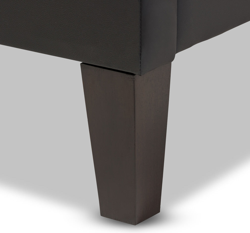 Lancashire Black Faux Leather Upholstered Queen Bed Frame With Tapered Legs