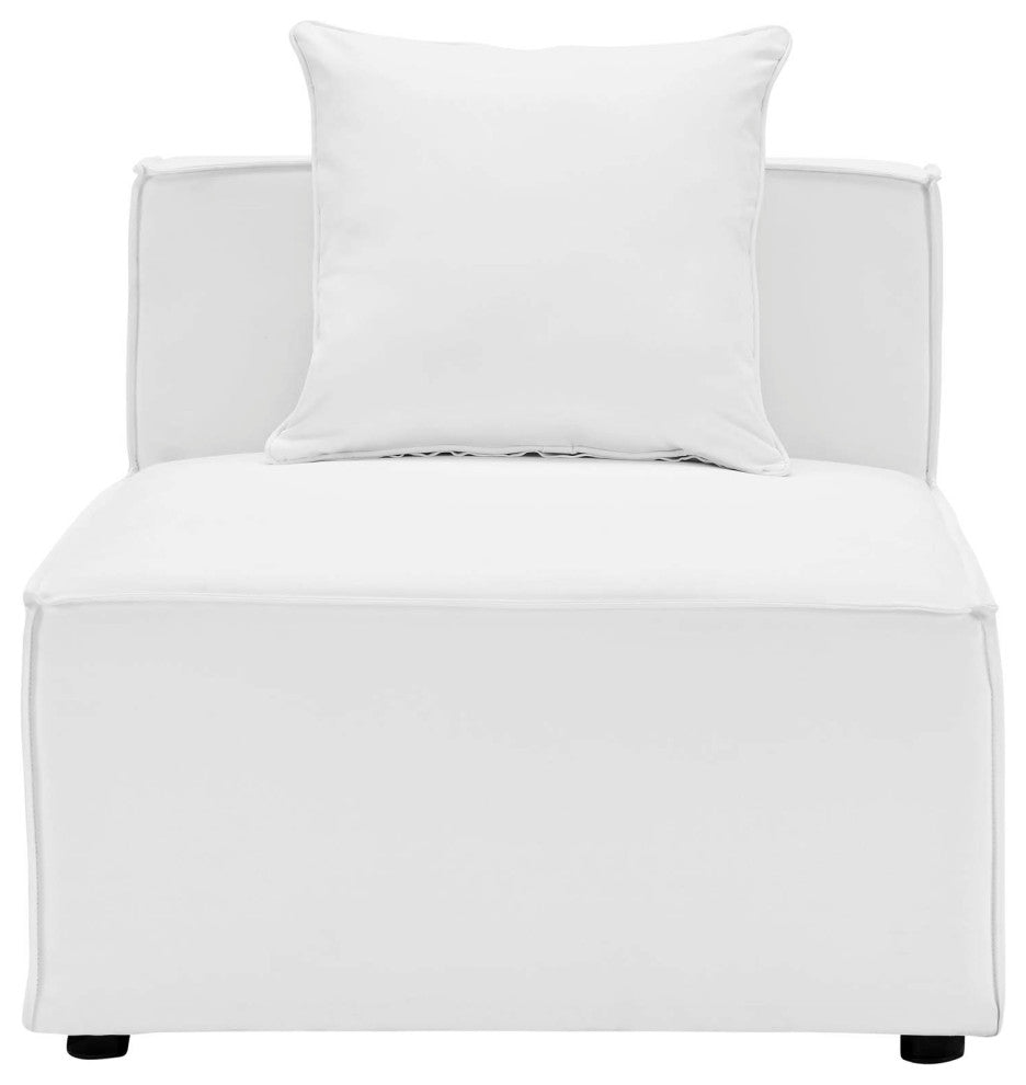Sofa Middle Chair, Fabric, White, Outdoor Patio Balcony Cafe Bistro Garden