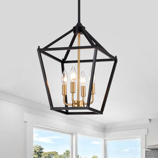 CHLOE Lighting IRONCLAD Industrial 4-Light Textured Black Inverted Pendant