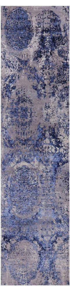 Modern Handmade Wool and Silk Runner Rug 3' 0" X 12' 4" Q9068