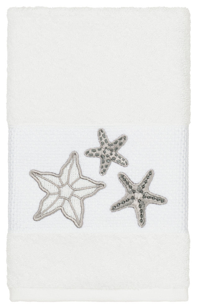 Lydia Embellished Hand Towel, White