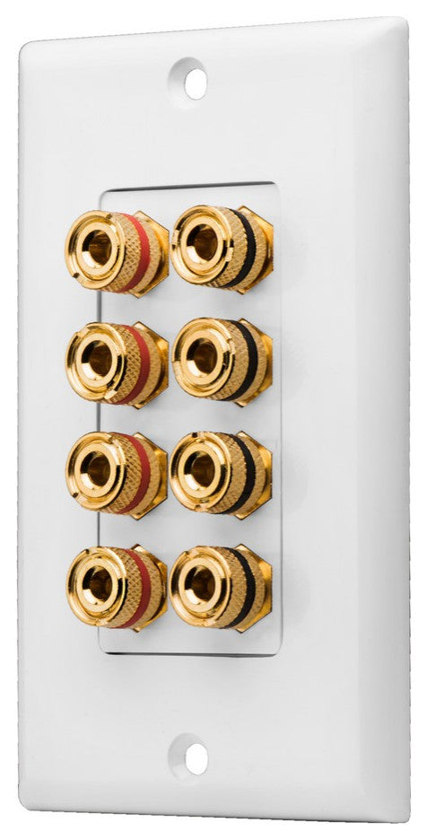 8 Terminal Decora Speaker Binding Post Wall Plate