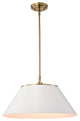 Dover 3-Light Large Pendant, White With Vintage Brass