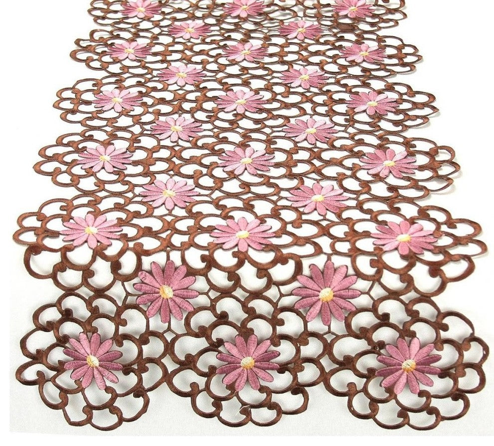 Daisy Splendor Table Runner, 15"x54", Copper