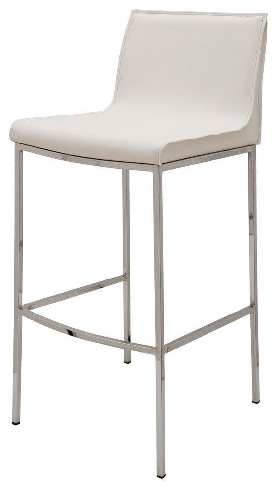 Colter Leather Stool, White, Counter Height